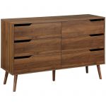 Alice's Garden Commode décor bois de noyer. 6 tiroirs. pieds en pin massif