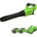 Greenworks GD40ABK2X Souffleur à Batterie Axial de Feuilles Sans Fil avec Régulateur de Vitesse, Moteur Sans Balais, 210km/h, 15,6 m³/min, Fonction Turbo, SANS Batterie Ni Chargeur 40V, Garantie 3 Ans