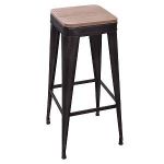 Atmosphera Tabouret de bar Noir "Joris" en métal Grand modèle