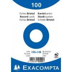 Exacompta 10509E - 100 fiches Bristol blanc 10,5 x 14,8 cm uni sous film