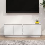 VidaXL Meuble TV Blanc 110x34x40 cm Bois de pin massif