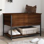VidaXL Banc de rangement ch&ecirc;ne marron 70x42,5x47 cm bois d'ing&eacute;nierie