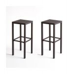 Tabouret de bar en métal perforé, lot de 2, Choe Noir Mat Taille Taille Unique