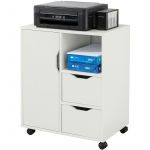 Sobuy FBT105-W Support Imprimante Roulant Organiseur Bureau Mobile Caisson avec Tiroirs et Porte