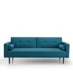 Canapé convertible 3 places, TUSKE Bleu Canard Taille 3 Places