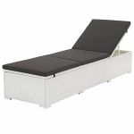 VidaXL Chaise longue d'ext&eacute;rieur R&eacute;sine tress&eacute;e 195x60x31cm Blanc/Noir