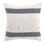 Coussin D&eacute;co &agrave; Franges "Zya" 40x40cm Noir Prix