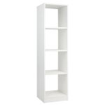 Coast - Bibliothèque sur pied - 4 compartiments pour cubes, Max. 75 kg - 38 x 33 x 142 cm - Bois - Blanc