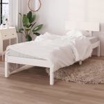 VidaXL Cadre de Lit Bois de Pin Massif Blanc 90x190 cm uk Simple - Blanc