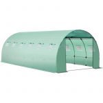 Outsunny Bâche de rechange serre tunnel 18 m², bâche dim. 6L x 3l x 2H m PE anti-UV imperméable 12 fenêtres + porte enroulable zippée vert