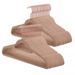 Songmics Cintre en velours lot de 50 antiglisse barre &agrave; cravate marron et rose