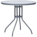 VidaXL Table de jardin Gris clair 80 cm Acier et verre