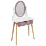 Coiffeuse Monsieur Madame rose/blanc - 55x30x108 cm