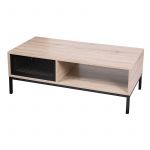 Urban living Fornord Table Basse en Bois et M&eacute;tal Grillag&eacute; Noir 1 Tiroir