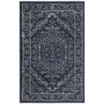 Tapis de salon interieur en bleu marine & ivoire, 122 x 183 cm