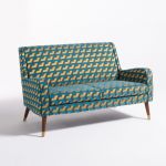 Canapé (Y) 2 places Motif Bleu/Jaune Taille 2 Places