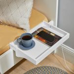 Sobuy Petite Table de Chevet NKD01-W en Bambou pour Les Petites Chambres Blanc - 36x25x8 cm
