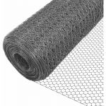 VOUNOT Grillage a Poule en PVC Gaine Gris 1x25m Maille 13mm Hexagonal Triple Torsion Clôture Résistant Poulailler Jardin Grillage pour Élevage Volaille, Filet résistant aux Intempérie Gris