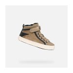 Geox J Kalispera Girl Basket, Beige foncé et Noir, 36 EU