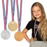 Boland Lot de 3 médailles de podium avec collier Or, Argent, Bronze Trophée victoire Jouets Sport Fête à thème Anniversaire Mixte Enfant M