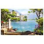 Affiche paysage illustr&eacute; au lac de c&ocirc;me - 60x40cm - made in France