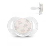 Suavinex Sucette pour Bébés 6/18 Mois, Tétine Symétrique SX Pro en Silicone, Plate et Flexible, Réversible, Respecte le Développement Buccodentaire, Collerette Transparente, Poetry Rose