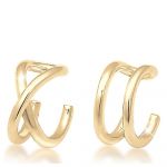 Elli Boucles d'Oreilles Femmes Earcuff Set Géo Basique Minimaliste en Argent Sterling 925 Plaqué Or Rose