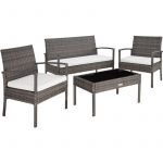TecTake Salon de jardin SPARTE 4 places - mobilier de jardin, meuble de jardin, ensemble table et chaises de jardin - gris