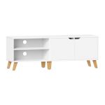 Calicosy Meuble TV 2 niches et 2 portes blanc - L140 cm
