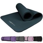 Tapis de yoga, de gym, d'exercices 180 x 60 x 1 cm + sangle de transport - Bleu gris