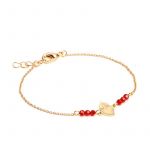 Nature & D&eacute;couvertes Bracelet c&oelig;ur ex-voto billes de verre et acier inoxydable