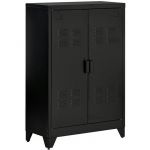 Homcom Armoire de rangement industrielle - 2 étagères - tôle métal noir