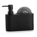 Wadiga Distributeur liquide vaisselle + porte éponge polyrésine noir - 16.5x5.5x15cm