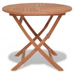 VidaXL Table &agrave; d&icirc;ner d'ext&eacute;rieur pliable Teck massif Ronde 85 x 76 cm
