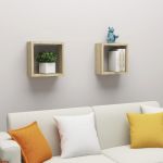 VidaXL &Eacute;tag&egrave;res cube murales 2 pcs Ch&ecirc;ne sonoma 30x15x30 cm