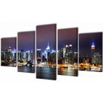 VidaXL Set de Toiles Murales Imprimées Horizon de New York Coloré 100 x 50 cm