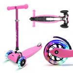 Trottinette Fun Pro ONE Deluxe pour enfants de 3 à 6 ans roues avec LED pliable rose