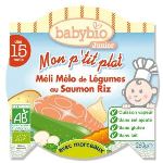 BabyBio Mon P'tit Plat : Méli Mélo de Légumes au Saumon et Riz 260g - dès 15 mois