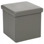Atmosphera Pouf pliant carré PVC - gris