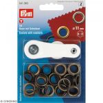 Prym %u0152illets Plus Rondelles, en métal, Laiton Antique, 11 mm, 15 pièces