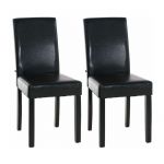 CLP Lot de 2 chaise de salle à manger Ina Piètement en bois Noir marron