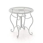 CLP Table de Jardin Ronde Indra avec Diamètre Ø 70 cm | Table en Fer Forgé pour Usage Extérieur au Jardin, sur la Terrasse ou au Balcon | Piètement Galbé en Métal, Couleur au Choix: Blanc Antique