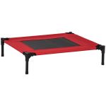 Pawhut Lit surélevé pour Chiens Chats Animaux de Compagnie Tissu Oxford textilène Micro-perforé 76 x 61 x 18 cm Rouge et Noir
