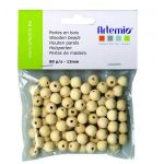 Artémio 80 pièces 12 mm Perles en Bois, Beige
