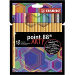 Stabilo Stylo feutre pointe fine Point 88 - Etui carton x18 stylos-feutres - gamme ARTY