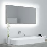 VidaXL Miroir &agrave; LED de salle de bain Gris b&eacute;ton 90x8,5x37 cm Agglom&eacute;r&eacute;