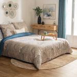 Parure de lit imprimée Ilyan percale bleu 260x240 cm Atmosp ra créateur d'intérieur Bleu