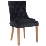 CLP Chaise de salle à manger Aberdeen en Velours noir Antique clair