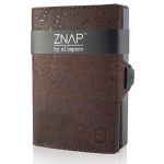 ZNAP Portefeuille Homme Cuir Porte Cartes Homme en Al ini avec étui Anti RFID, Protège Vos Cartes de Crédit, Grande Poc à Billet, Porte Monnaie Amovible, Jusqu'à 12 Cartes Brun Cork