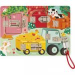 Janod Cadenas La Ferme-Planche d'Activité-5 Types D'Ouvertures-Jouet en Bois FSC-Dès 3 Ans, J07119, Multicolore